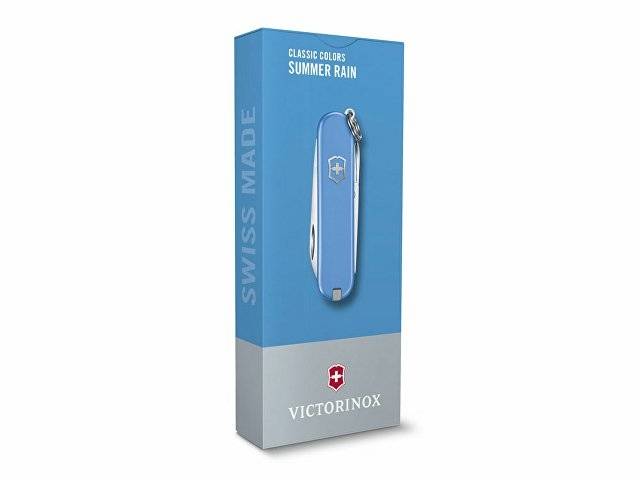 Нож-брелок VICTORINOX Classic SD Colors "Summer Rain", 58 мм, 7 функций, голубой