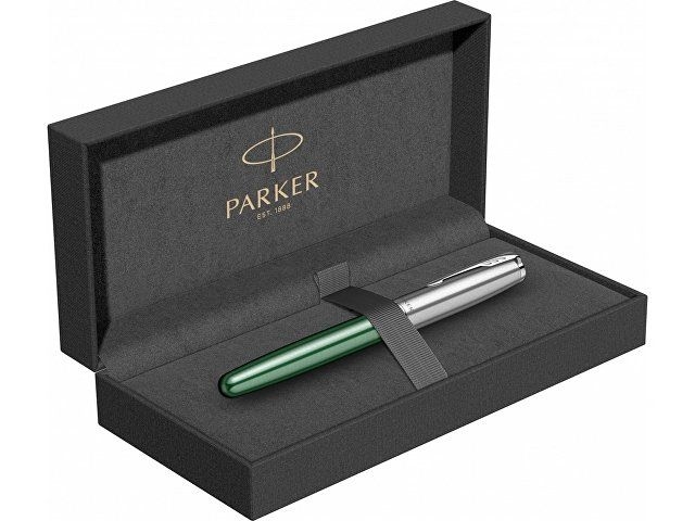 Ручка-роллер Parker Sonnet Essentials Green SB Steel CT, цвет чернил black, перо: F, в подарочной упаковке.