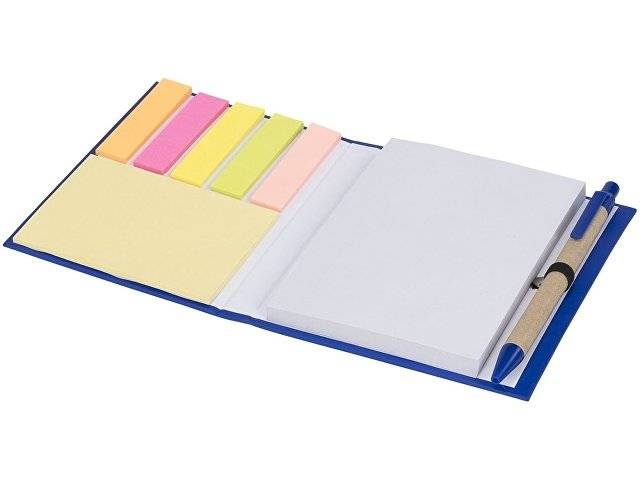 Цветной комбинированный блокнот с ручкой, синий