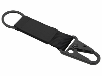 Брелок-ремувка "Carabinier" из ткани с вставкой из экокожи и карабином, черный