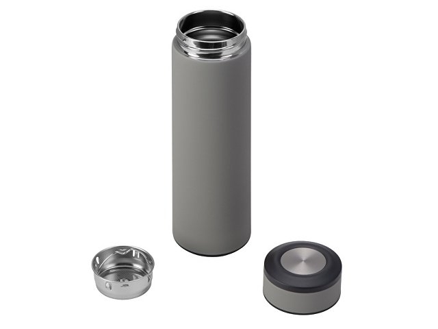 Вакуумный термос "Vacuum Flask C1", soft touch, 420мл, серый