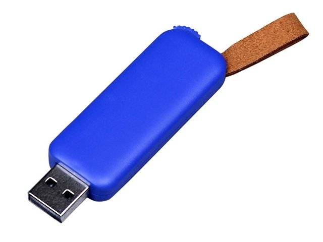 USB-флешка промо на 8 Гб прямоугольной формы, выдвижной механизм, синий