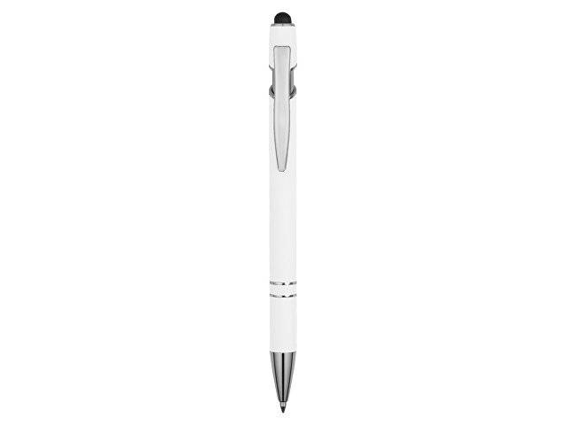 Ручка металлическая soft-touch шариковая со стилусом «Sway», белый/серебристый