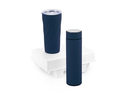 Подарочный набор "FAMILY" с термосом и термокружкой, темно-синий