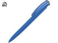 Ручка пластиковая шариковая трехгранная «Trinity K transparent Gum» soft-touch с чипом передачи инфо, синий