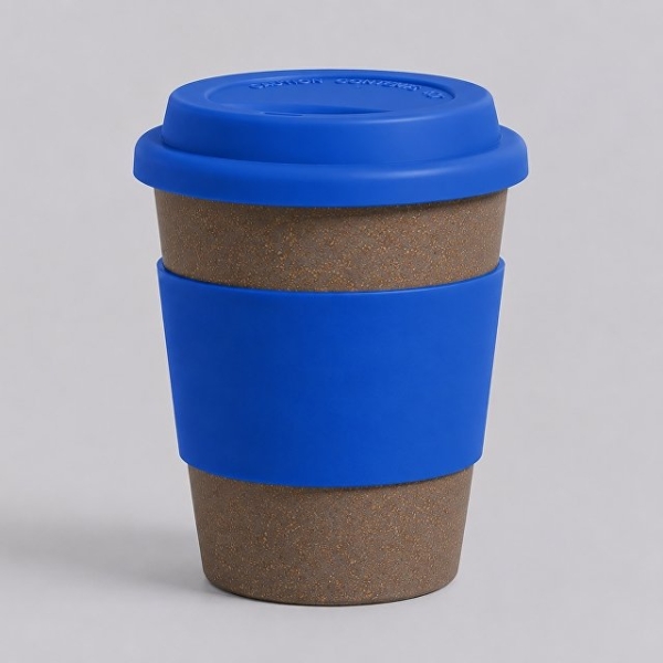 Стакан с силиконовой крышкой "Cafe", синий