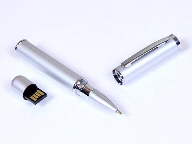 USB-флешка на 16 Гб в виде ручки с мини чипом, серебро