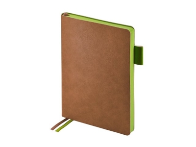 Ежедневник А5 датированный "Boston" 2026, коричневый с салатовым обрезом