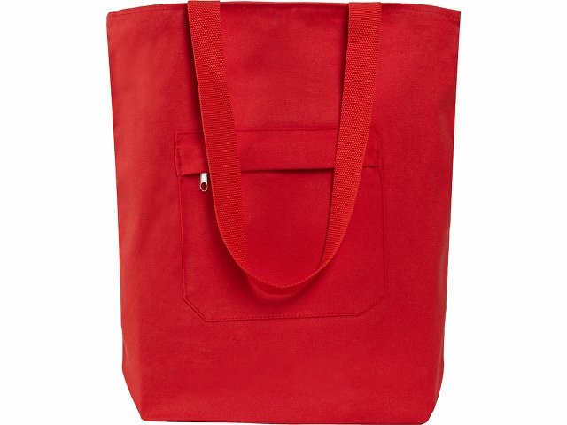 Сумка на молнии Zipper из хлопка 280 г c карманом на молнии спереди, красный