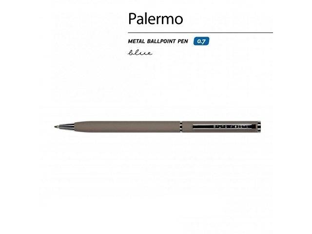 Ручка "Palermo" шариковая  автоматическая, серый металлический корпус  0,7 мм, синяя