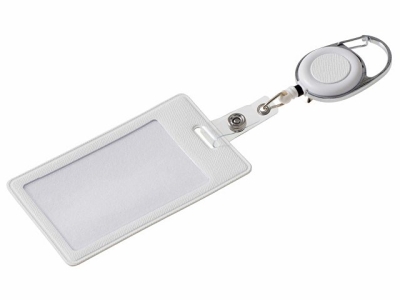 Бейдж с рулеткой-карабин "Favor", белый