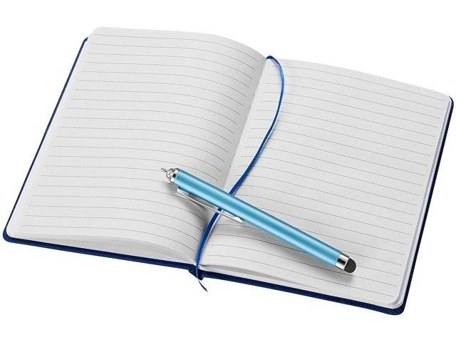 Ручка шариковая "Nilsia" со стилусом, голубой, черные черный чернила