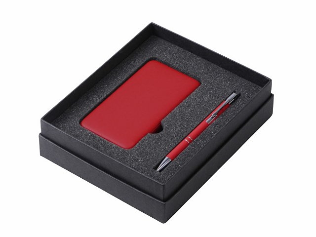 Подарочный набор c ручкой и повербанком 10000 mAh, красный