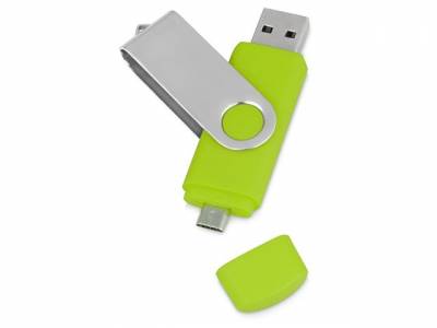 USB/micro USB-флешка 2.0 на 16 Гб «Квебек OTG», зеленое яблоко