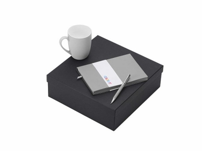 Подарочный набор с блокнотом С1, металлической ручкой и кружкой, серый