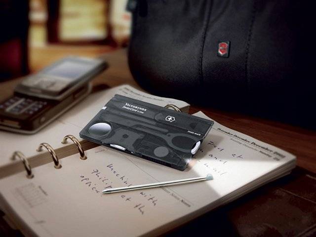 Швейцарская карточка VICTORINOX SwissCard Lite, 13 функций, полупрозрачная чёрная