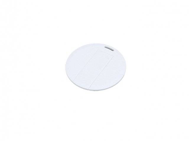 USB-флешка на 16 Гб в виде пластиковой карточки круглой формы, белый