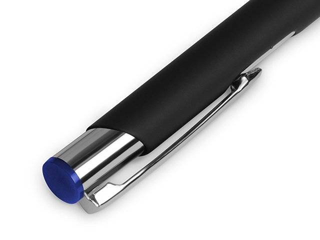 Ручка металлическая шариковая "Legend Mirror Gum" софт-тач с цветным слоем, черный / синий