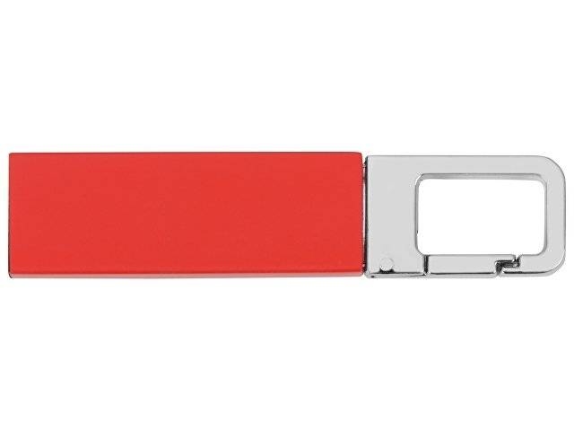 Флеш-карта USB 2.0 16 Gb с карабином "Hook", красный/серебристый