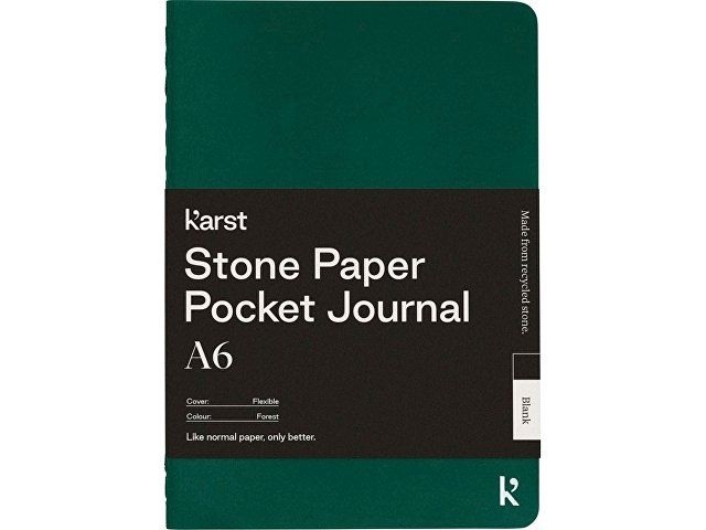 Карманная записная книжка-блокнот с мягкой обложкой Karst формата A6, листы без линования, темно-зе