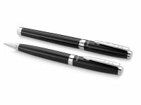 Набор ручек "Cherbourg" в футляре: ручка шариковая и роллер, черный, черные чернила
