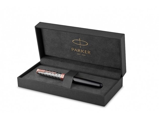 Перьевая ручка Parker Sonnet Premium  GREY GT, перо 18K, перо: F, цвет чернил black, в подарочной упаковке