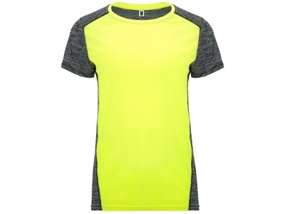 Спортивная футболка "Zolder" женская, неоновый желтый/меланжевый черный