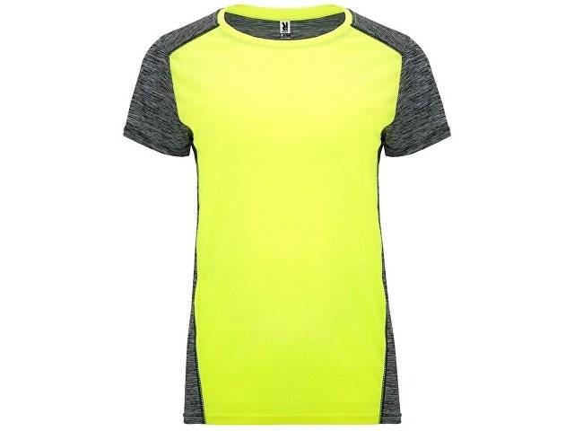 Спортивная футболка "Zolder" женская, неоновый желтый/меланжевый черный