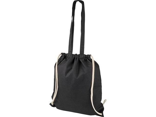 Рюкзак со шнурком Eliza из хлопчатобумажной ткани плотностью 240 г/м2, черный