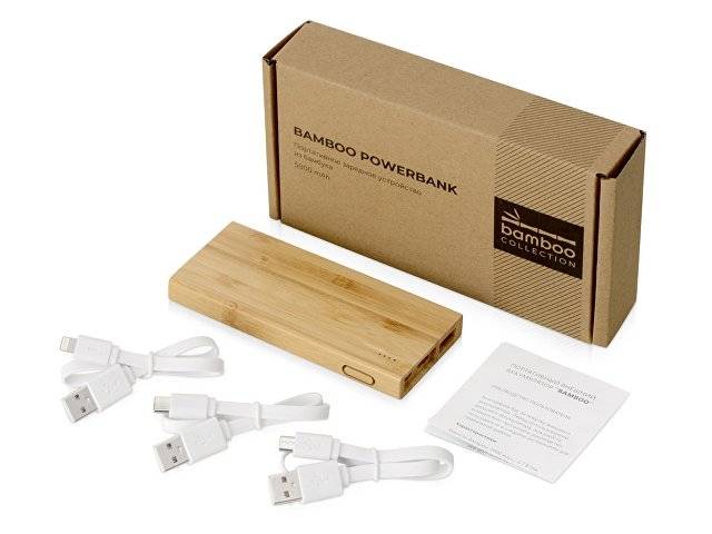 Внешний аккумулятор из бамбука "Bamboo", 5000 mAh