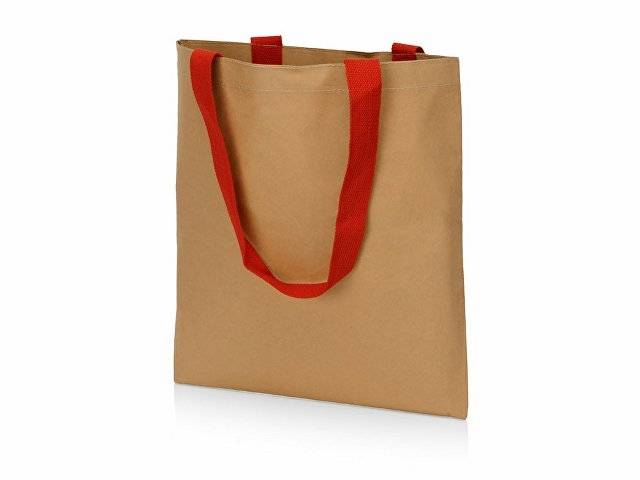 Сумка-шоппер Papyrus из моющейся крафт-бумаги, натруальный/красный