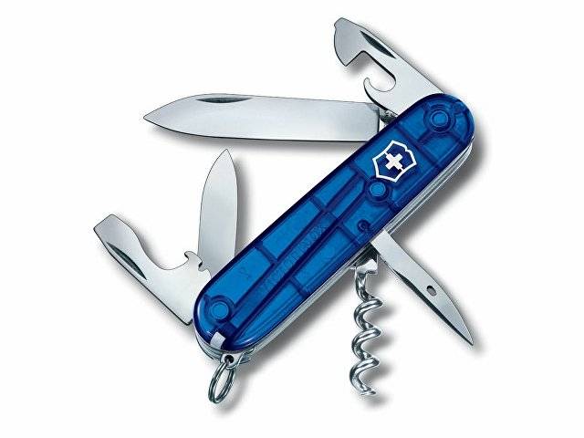 Нож перочинный VICTORINOX Spartan, 91 мм, 12 функций, полупрозрачный синий