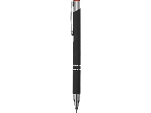 Ручка металлическая шариковая "Legend Mirror Gum" софт-тач с цветным слоем, черный / красный