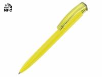 Ручка пластиковая шариковая трехгранная «Trinity K transparent Gum» soft-touch с чипом передачи инфо, желтый