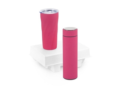 Подарочный набор "FAMILY" с термосом и термокружкой, розовый