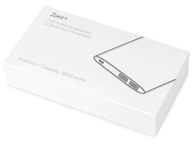 Портативное зарядное устройство "Джет" с 2-мя USB-портами, 8000 mAh, серебристый