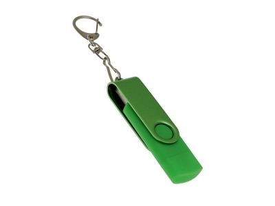 USB-флешка на 128 Гб 2 в 1 поворотный механизм, c дополнительным разъемом Type-C с одноцветным металлическим клипом, зеленый