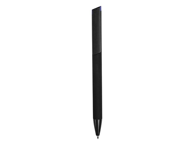 Ручка металлическая шариковая "Taper Metal" софт-тач с цветным зеркальным слоем, черный с синим