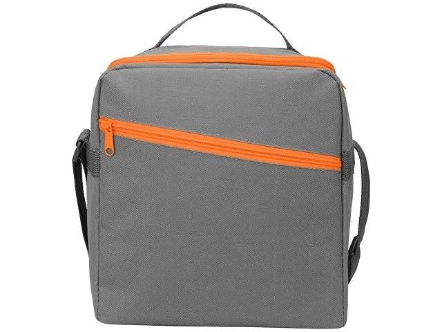 Изотермическая сумка-холодильник "Classic" c контрастной молнией, серый/оранжевый