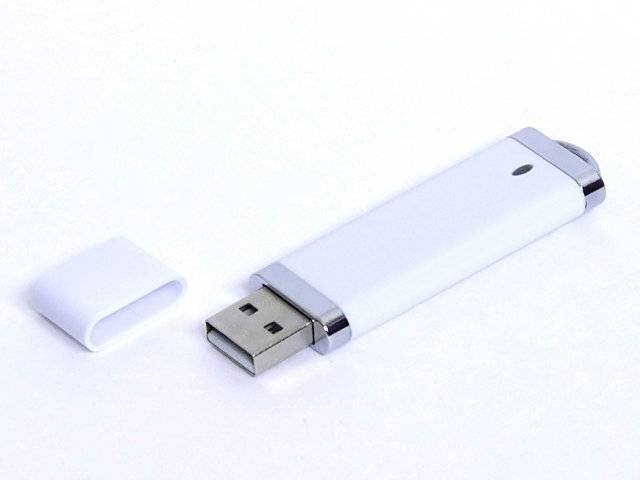 USB-флешка промо на 64 Гб прямоугольной классической формы, белый