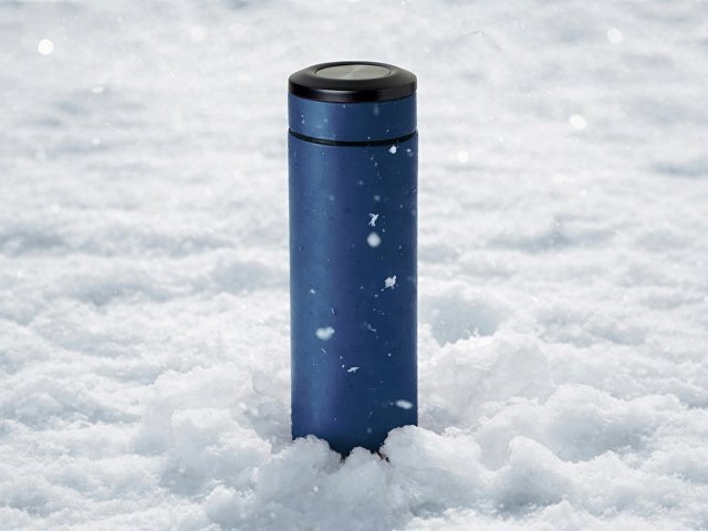 Вакуумный термос "Vacuum Flask C1", soft touch, 420мл, темно-синий