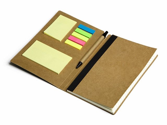 Блокнот с ручкой и набором стикеров А5 "Write and stick", черный