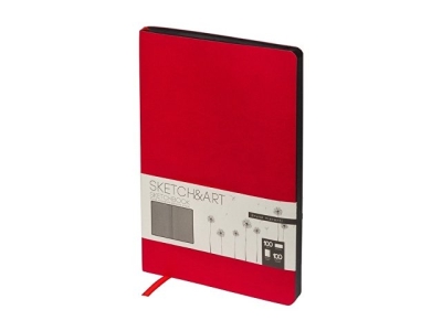 Скетчбук "Sketch & Art" в мягком переплете 140х210 мм, 100 л. черной бумаги 100 гр., красный