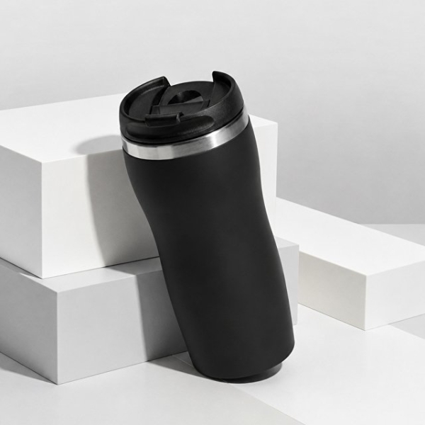 Термокружка "Double wall mug C1", soft touch, 350 мл, черный