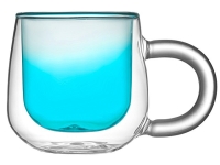 Кружка с двойными стенками с широкой ручкой и градиентным покрытием "Fog", бирюзовый