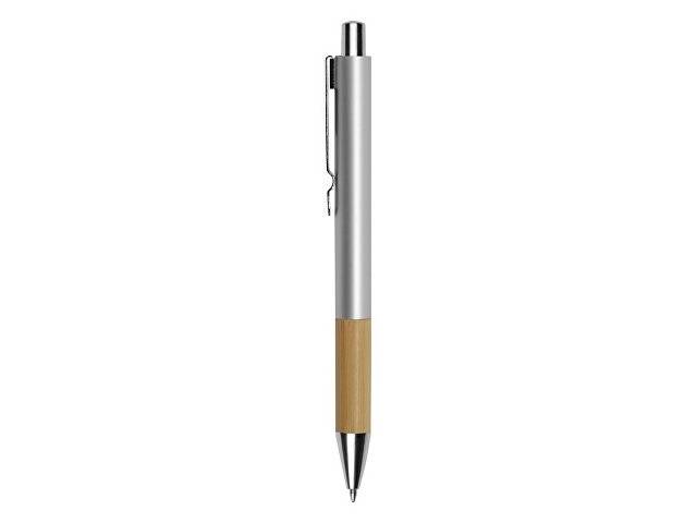 Ручка металлическая шариковая "Sleek", серебристый/бамбук