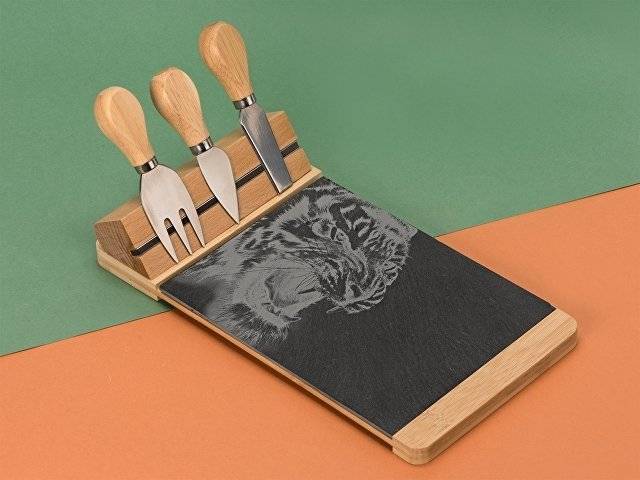 Набор для сыра из сланцевой доски и ножей Bamboo collection "Taleggio"