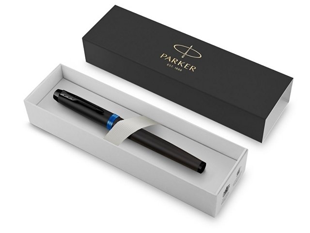 Ручка-роллер Parker IM Vibrant Rings Flame Blue, стержень:Fblk, в подарочной упаковке.