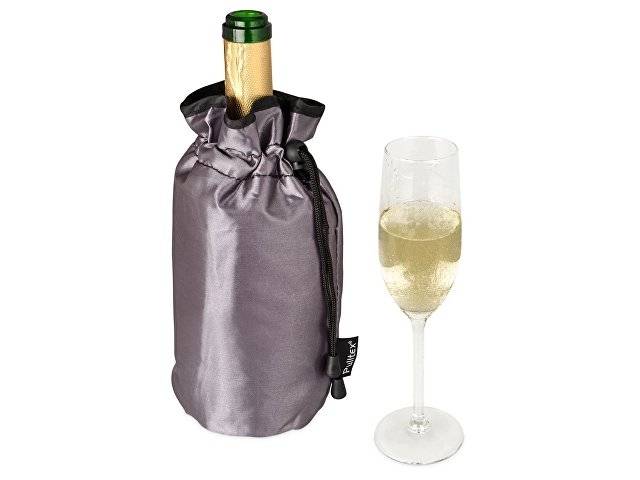 Охладитель для бутылки шампанского "Cold bubbles" из ПВХ в виде мешочка, серебристый
