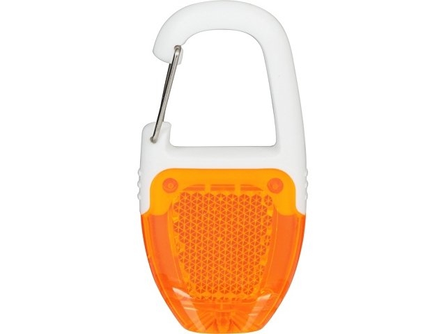 Брелок - фонарик с отражателем и карабином, оранжевый/белый